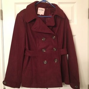 NEW Wine Peacoat Plus 2X lined, wool/poly  blend
